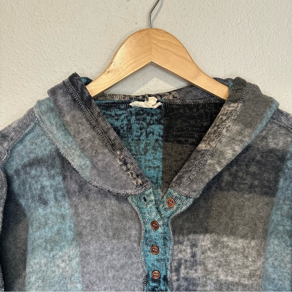 BiBi Dropped Shoulder Plaid Hooded Pullover - Picture 7 of 15
